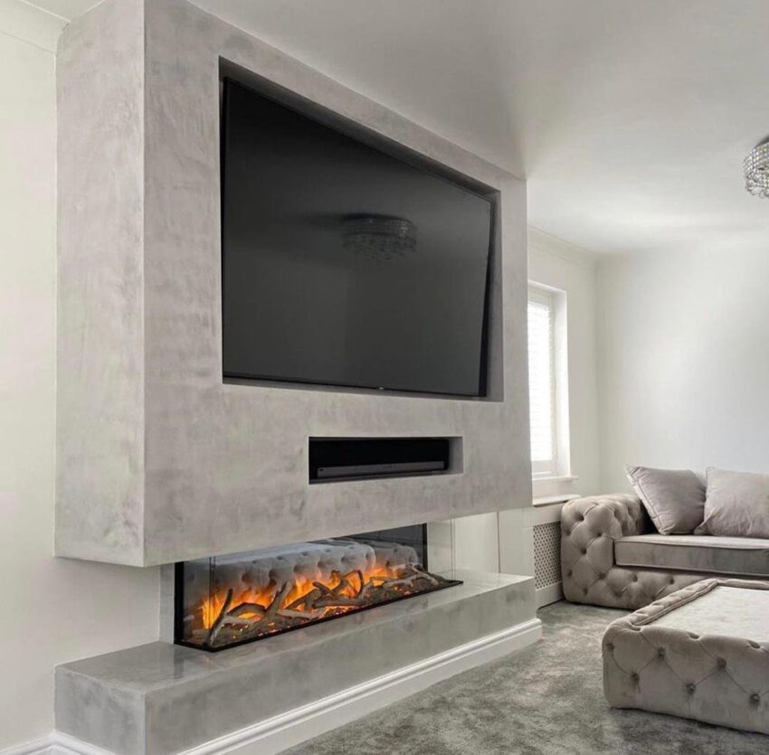 media walls with fireplace