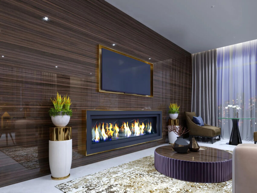 media walls with fireplace
