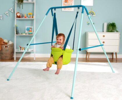 What are the safety features of a baby swing