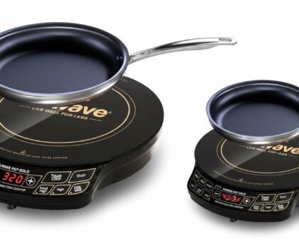 Nuwave Gold Induction Cooktop digital controls showing temperature settings for precise cooking