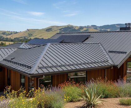 Standing seam metal roof installed on residential home