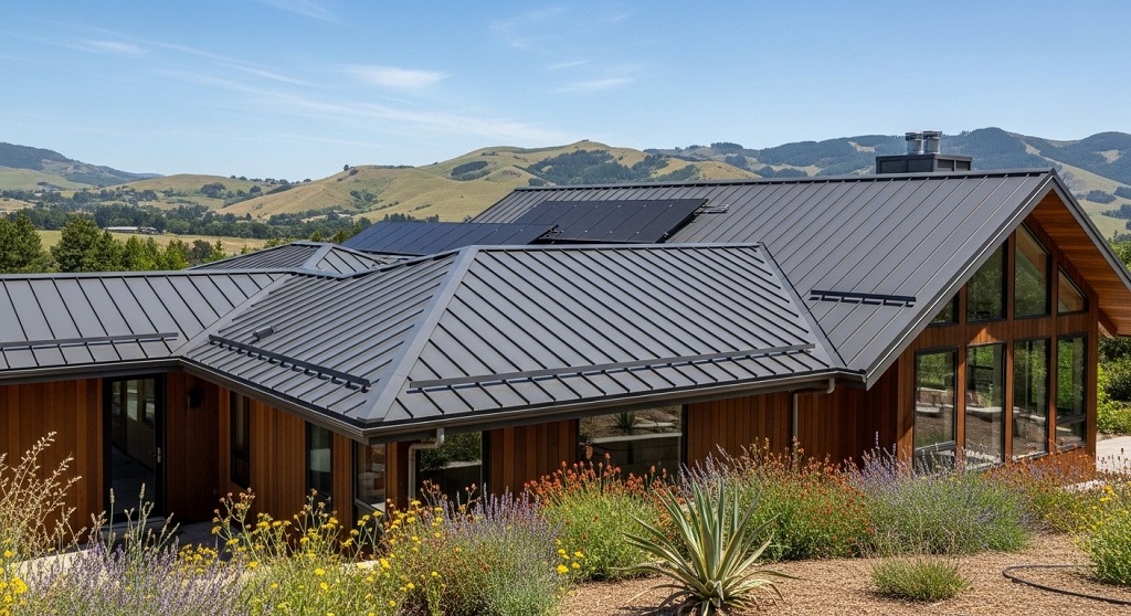 Standing seam metal roof installed on residential home
