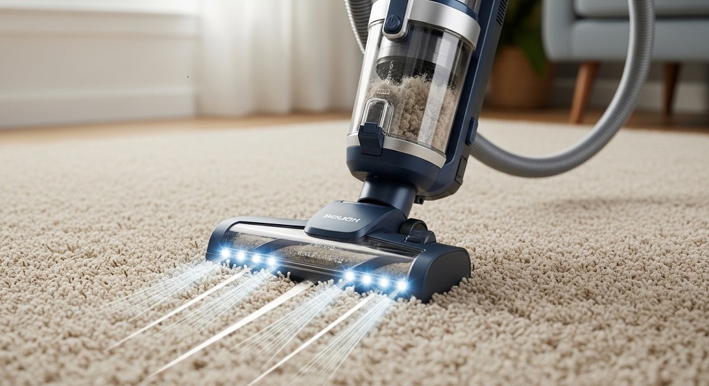 upright vacuum cleaner designed for shag and high pile carpets