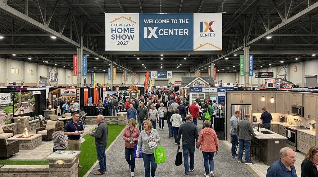 Visitors exploring exhibitor booths at the Cleveland Home Show 2027 at the IX Center
